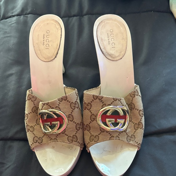 Gucci Women's Brown Monogram Mules - Picture 1 of 6
